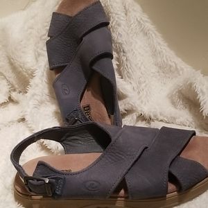 Blue gray leather new sandals